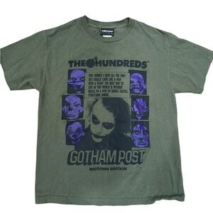 The Hundreds Gotham Post t-shirt Medium Green DC comics Batman Dark Knight Joker
